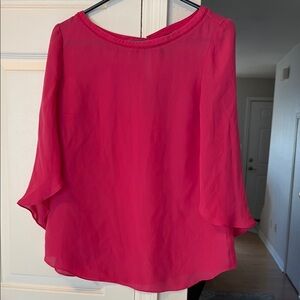 White House Black Market Pink 3/4 Sleeve Boxy Blouse